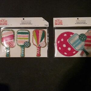 Michaels Pink, Teal, White Chenille Pickleball Patch Set